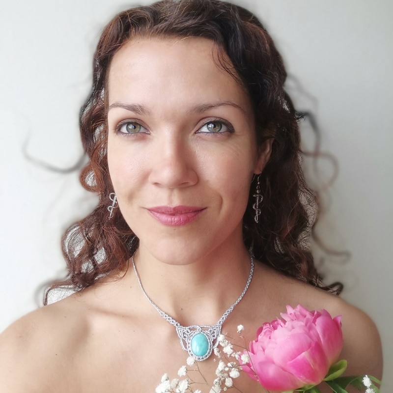 Unikatna makrame ogrlica z AMAZONITOM: »Lemurijska princesa«