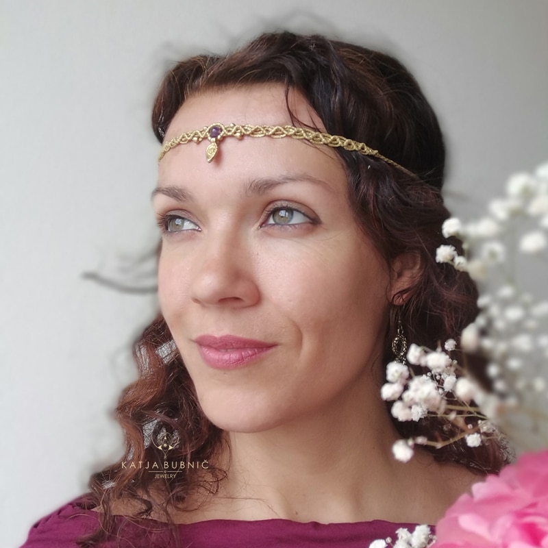 MAKRAME VILINSKA TIARA  AMETIST
