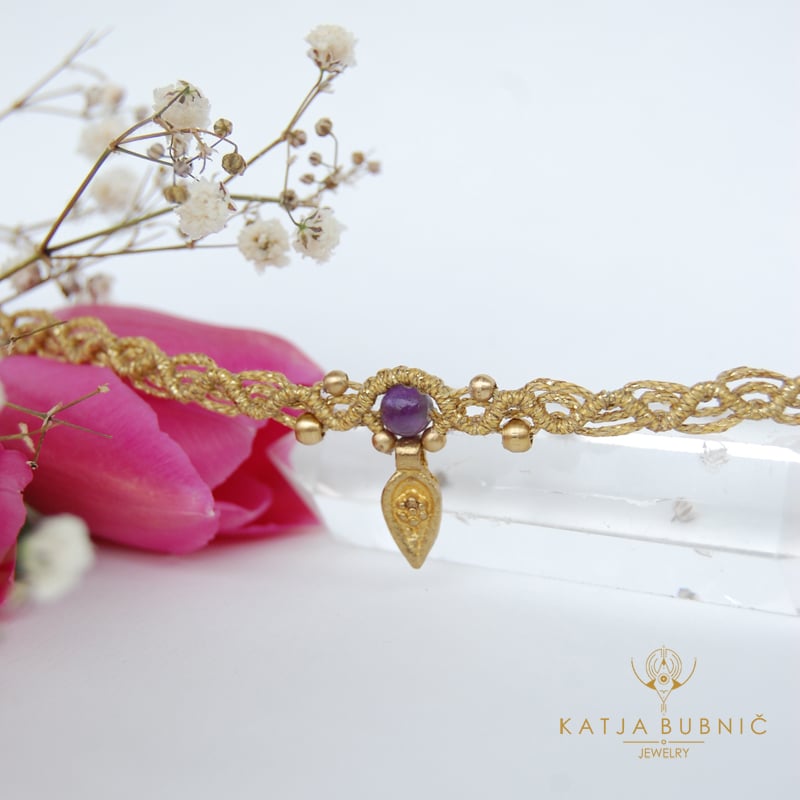 MAKRAME VILINSKA TIARA  AMETIST - slika 2