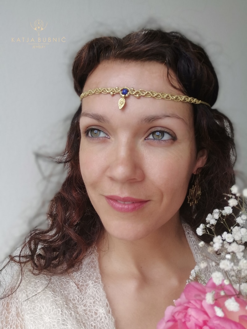 MAKRAME VILINSKA TIARA -LAPISLAZULI - slika 4